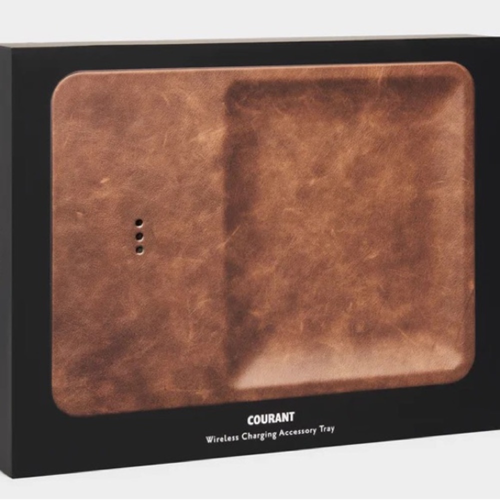 Courant CATCH:3 Wireless Charging Tray in Saddle (Pebble-Grain Italian Leather)